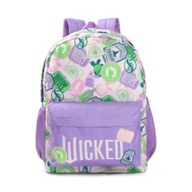 Wicked Girls Purple Graphic Print Backpack | Zip-Up School Bag for Carrying Books | Icons Design for Back to School | Kids Movie Merchandise Merch