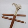 Premium Wooden Designer Handmade Brass Lion Head Handle Brown Walking