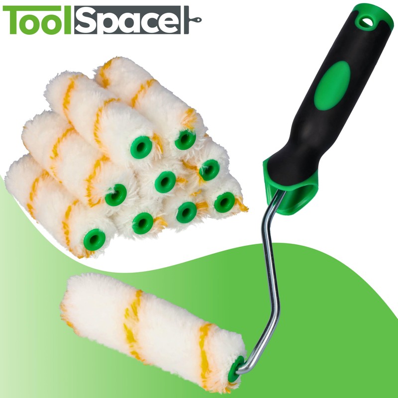 ToolSpace Set of 10 Paint Rollers + Handle - 11