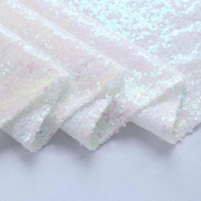 JYFLZQ Iridescent White Sequin Table Runner 12" x 72" Sparkly