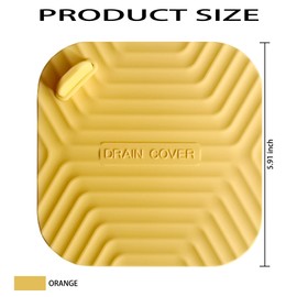 DIFENLUN Shower Drain Cover Tub Stopper,2 Pieces Sewer Anti-Odor Mat Deodorizing Drain Plugs for Kitchen,Bathroom and Laundry(5.9x5.9 inch) Yellow
