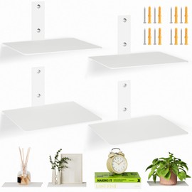 ART-GIFTREE Floating Book Shelves for Wall, Invisible Book Shelf, Heavy Duty Wall Mounted Bookshelf for Storage, Hidden Book Organizer, Vertical Spine Shelf for Home Office, 4 Packs, White