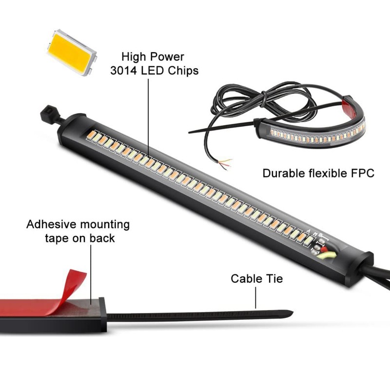 Riloer 2PCS LED Light Bar, Universal Motorcycle Indicator Light Dual