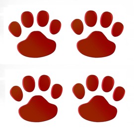2 Pair PVC Dog Paw Footprint Sticker Decal, 3D Self Adhesive Dog Paw Footprint Sticker for Vehicle/Motorcycle/Boat/Cruisers - Red