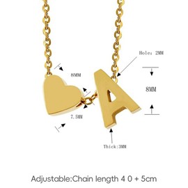 XQMMGO Gold Initials A-Z Heart Women's Necklace with Letters for Women Girls, Heart Necklace Golden Chain, Jewellery, Gifts for Family, Mother, Sister, Wife (A), Titanium steel
