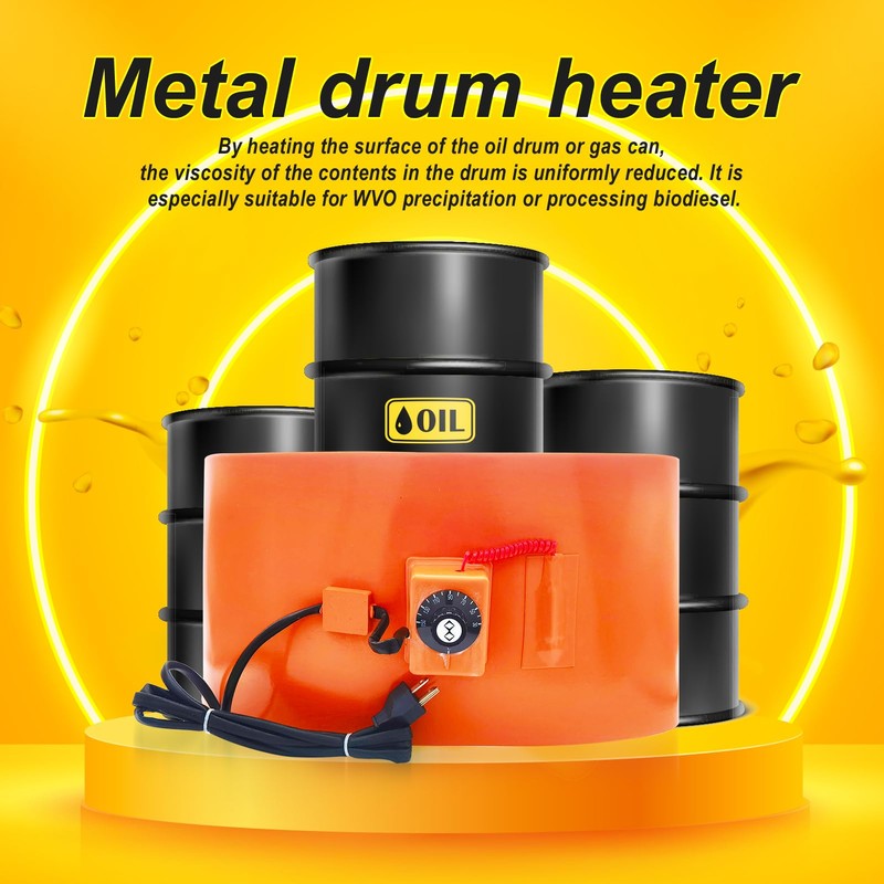 55-Gallon Metal Drum Heater，10 * 68.5 inch Insulated Band Heater，1200