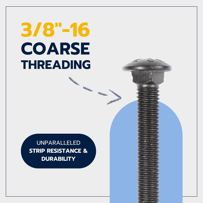 3/8" x 4-1/2" (25 Pack) Black Carriage Bolt Kit, Grade