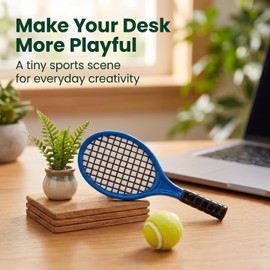 Blue and Green Miniature Tennis Racket Set, 1/12 Scale Accessories, Mini Racket Set, Small Tennis