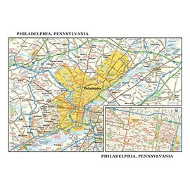 Globe Turner Philadelphia, PA Wall Map, Large - 22.75" x 15.5" Laminated, Full Color, Street Map, Glossy Finish