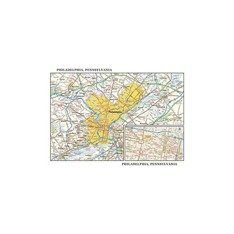 Globe Turner Philadelphia, PA Wall Map, Large - 22.75" x