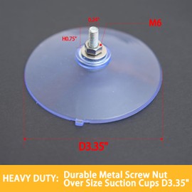 Fampety 4PCS Heavy Duty Suction Cup for Hanging Heavier Item,D3.35 Huge Cup,Metal Bolt & Nut Assembly,Replacement Solution of Heavy Cat Window Perch Hammock Bed Seat,Bird Feeder,Easy Install & Remove