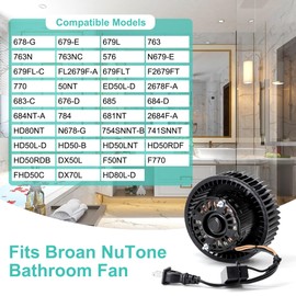 Hipoilk S97015162 Bathroom Fan Motor for Broan NuTone 683-C 676-D 685 684-D 784 HD50LNT HD50RDB DX50L DX70L HD50-B 2678F-A F770 684NT-A 678-G 679-E 679L 763 576 770 Bathroom Exhaust Fan Replacement
