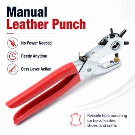 Leather Hole Punch Pliers for Belts & Crafts – 6-Position Rotating Metal Punch Tool for DIY Leatherworking