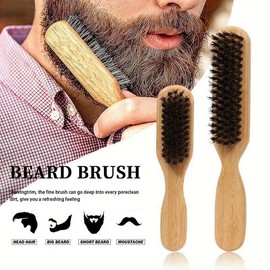 Men’s Boar Bristle Hair & Beard Brush Wooden Handle Anti Static Barber Styling Brush for Slick Back Hair