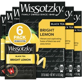 Wissotzky Bright Lemon Black Tea (6 Pack - 120 Tea Bags) | Zesty Lemon Tea Bags | Antioxidant Rich | Revitalizing Black Tea Bags