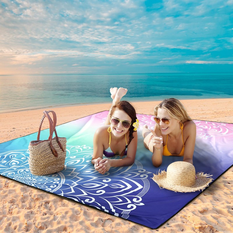 HIHOHO Beach Blanket Waterproof Sandproof Extra Large Beach Mat 79"