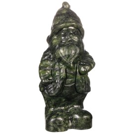 mookaitedecor Hand Carved Natural Green Jade Crystal Standing Father Christmas Figure Novelty Decoration for Home, Santa Claus Happy Old Man Stone Statue Figurine Gift Collectible Green Room Decor