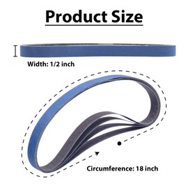 36 Pack 1/2 x 18 Inch Sanding Belts, 4 pcs Each of 80/120/240/400/600/800/1000/2500/5000 Grit, 1/2x18 Replacement Sanding Belts for Air/Electirc Belt Sander,Woodworking Metal Polishing