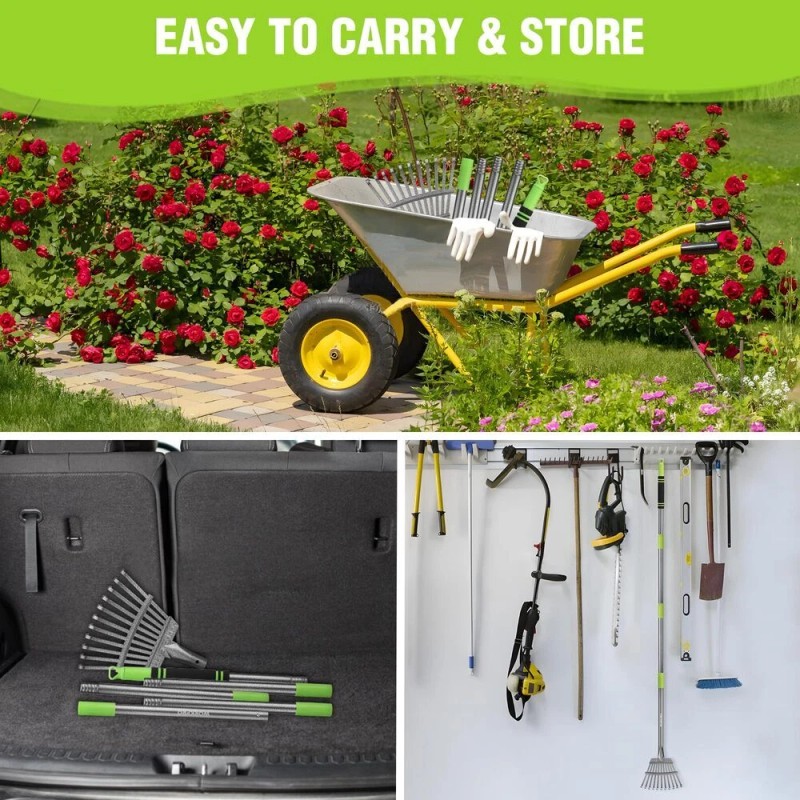 WORKPRO 11 Steel Tine Rake Small Rake for Leaves with