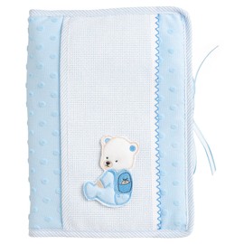 FILET - Borsa per Pannolini e Salviette da Ricamare in Morbido Tessuto, Organizer per il Cambio con Apertura a Libretto, Idea Regalo per Futuri Genitori, Made in Italy, Colore Azzurro