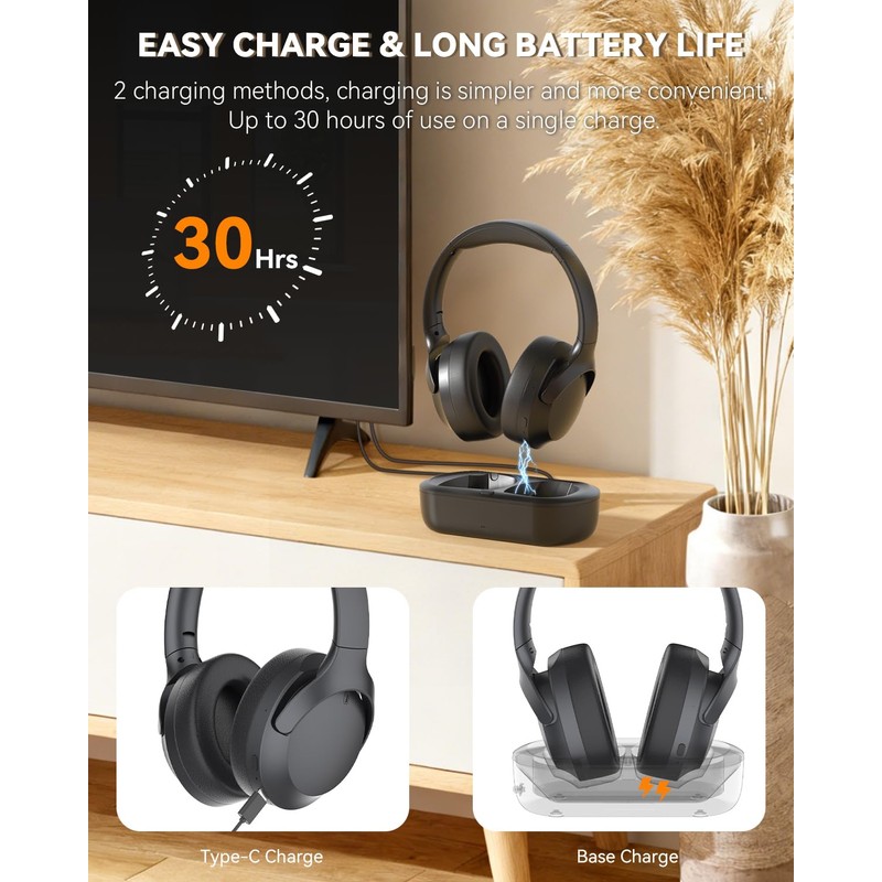 ANSTEN Wireless Headphones for TV Watching with Digital Optical RCA