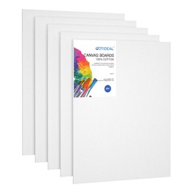GOTIDEAL Canvases for Painting, 16x20 inch of 5 Pack, Professional Primed White Blank Flat Canvas Panels- 100% Cotton Artist Canvas Boards for Acrylics Painting, Oil Watercolor Tempera