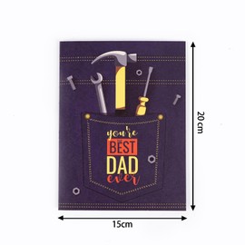 Zemolo 3D Fathers Day Card Gifts from Daughter Son Wife, 5" x 7" Best Dad Ever Card Pop Up Greeting Cards Dad Birthday Cards with Notecard & Envelope for Father Him Brother Husband Grandpa