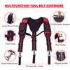 AISENIN Tool Belt Suspenders Construction Work Suspenders with Magnet Pocket,
