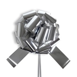 BOXHOME Big Car Bow 18" Silver Large Gift Wrap Ribbon Pull Bows for Party, Birthday, Wedding Garlands & Swag, Fundraise, Decoration