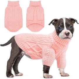 SANQITARA Dog Sweater for Small Dogs, XS Dog Christmas Sweater, Puppy Pullover Turtleneck Warm Soft Knitwear for Girl Boys Male Female Chihuahua, Bulldog, Dachshund, Pug, Yorkie (Pink, X-Small)