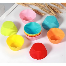 Prefer Green Baking Cups 24 Pack, Multi-color Reusable Silicone Cupcake Liners, Non-stick and Flexible Muffin Pans for Baking, Easy To Clean Cupcake Molds
