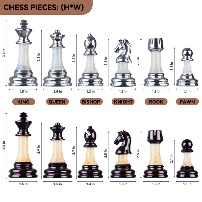 Deluxe Chess Set 16.5'' Wooden Large Folding Chess Board Game