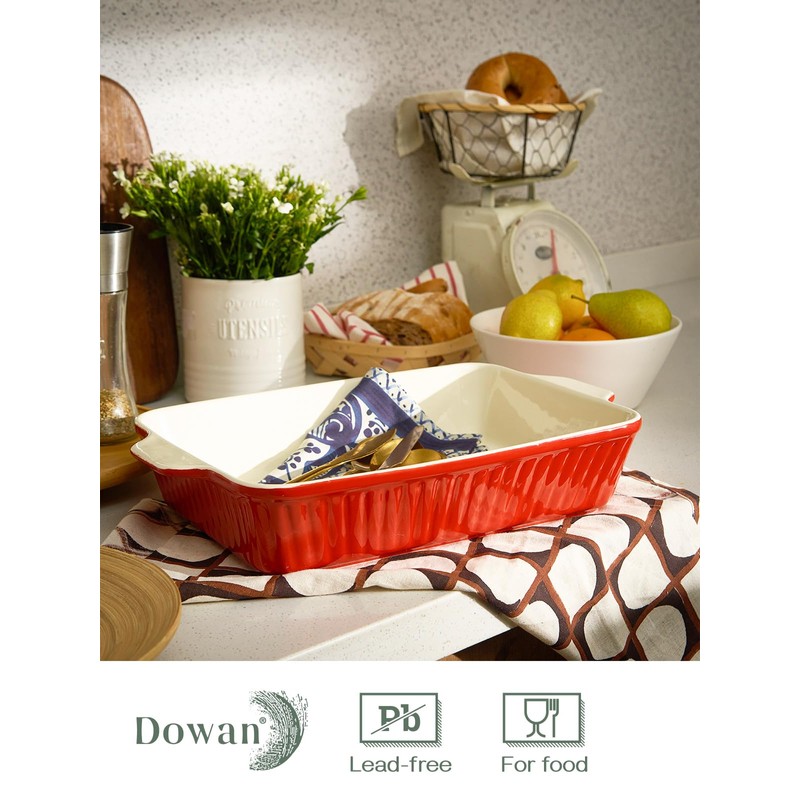 DOWAN 9x13-inch Deep Casserole Baking Dish for Lasagna, 135 oz