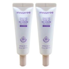 Innisfree Daily UV Tone Up No-Sebum Sun Cream 50ml (Lavender) 2pcs / 이니스프리 데일리 유브이 톤업 노세범 선크림 50ml (라벤더) 2개