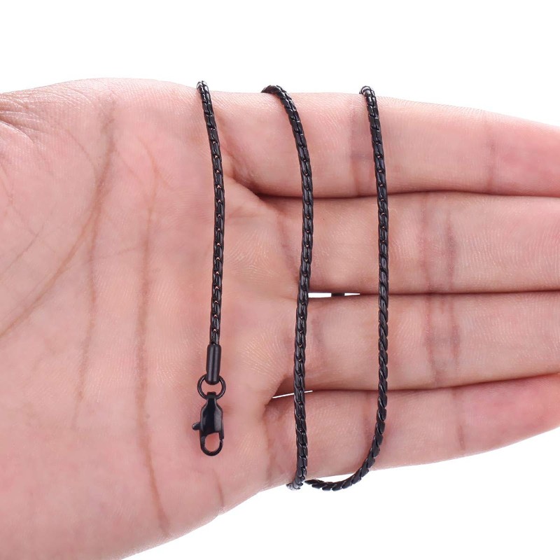 FOSIR 2mm Titanium Steel Unique Black Snake Chain Necklace for