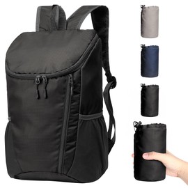 Elbourn Foldable Backpack Lightweight, Small Rucksack for Men and Women, Waterproof Rucksack for Walking, Hiking, Cycling (Black)