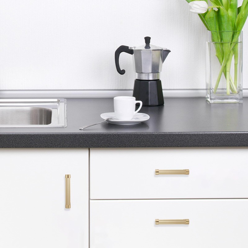 BUKOBYHE 10 Pack 3 Inch (76mm) Brushed Brass Kitchen Cabinet