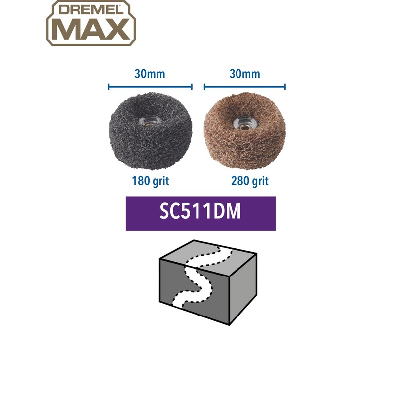 Dremel MAX SC511DM EZ SpeedClic: Schleifscheiben 180 & 280 Korn,