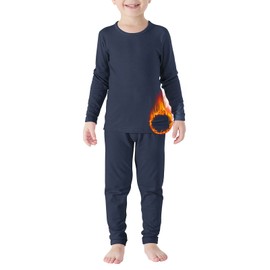 American Trends Conjunto de ropa interior térmica para niños, ultra suave, conjunto de pantalones largos para niños, capa base para niños y niñas, marino, 2G/5-6 años