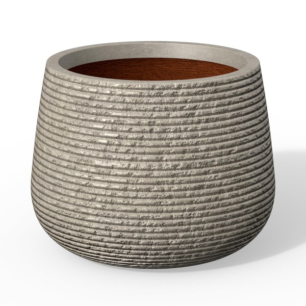 Kante 12.5" Dia Round Fluted Planter with Surface Indentations, Large