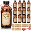 Uiifan 12 Pack Amber Glass Bottle Boston Round Bottles with Caps Brown Vanilla Extract Bottles and 12 Pcs Vanilla Extract Stickers for Syrup Gift Glass Food Storage Canister Set Sauce Beans (16 oz)