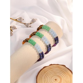 JSDDE 7 Chakra Bracelet Healing Stones Bracelet Gemstone Bracelets Adjustable Chakra Bangle Reiki Energy Therapy Yoga Bead Bracelet for Women, Gemstone, No Gemstone