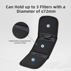 Daiilg 3 Pockets Lens Filter Bag Camera Lens Filter Pouch for 72mm ND UV CPL Camera Lens Filter Holder Case