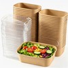 50 Pack 25oz Disposable Kraft Paper Bowls with Lids