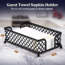 MOLEDINO Guest Towel Napkin Holder for Bathroom, Disposable Paper Hand Towel Holder Tray Metal Black Dinner Napkin Holder for Kitchen Table Party Modern Decorative