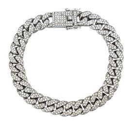 kelistom Cuban Link Iced Out Rhinestone Filled Chain Anklet, 18K Gold/White Gold Plated Punk Hip-hop Ankle Bracelets for Women