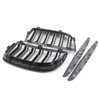 Double Bridge Radiator Grille Front Kidney Grill Grill Glossy Black