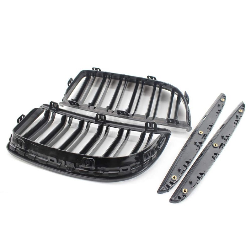 Double Bridge Radiator Grille Front Kidney Grill Grill Glossy Black