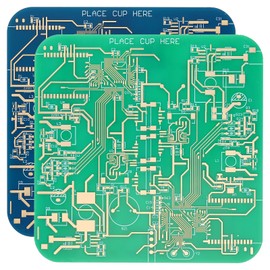 PATIKIL Set of 2 Coasters PCB Coasters Circuit Board Coaster FR-4 Drinks Coasters for Drinks Coffee Table Bar Gifts Boyfriend Men Green Blue