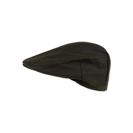 JACK PYKE Men's Flat Cap - 100% British Millerain 375gms Waxed Cotton with Cotton Tartan Lining, Tweed Pattern, Popper Peak, Lightweight & Waterproof Newsboy Flat Cap - Green, 60cm